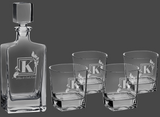 Polar Camel Rectangle Decanter Set 9oz DOF, Set of 4