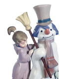 Lladro Snowman with Children and Dog - Retiring Soon