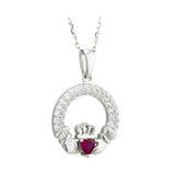 Solvar Irish Jewelry Sterling Silver Claddagh Birthstone Pendant