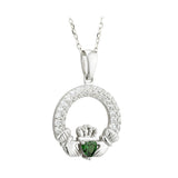 Solvar Irish Jewelry Sterling Silver Claddagh Birthstone Pendant
