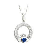 Solvar Irish Jewelry Sterling Silver Claddagh Birthstone Pendant