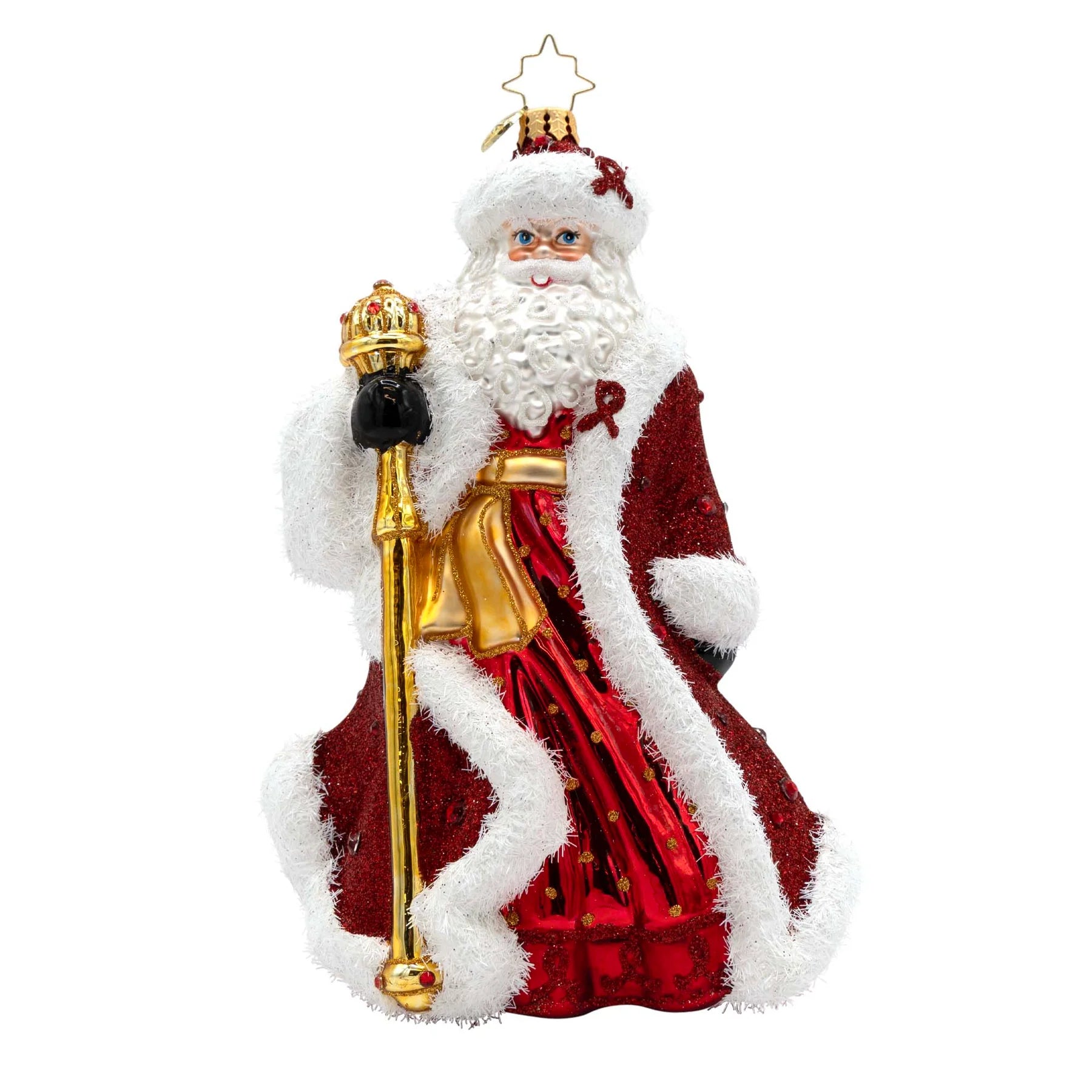 Christopher Radko 2026 New Ribbon Of Awareness AIDS Santa Ornament