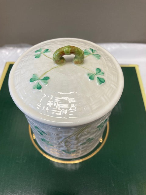 Belleek Pottery Cover Jar Shamrock 5