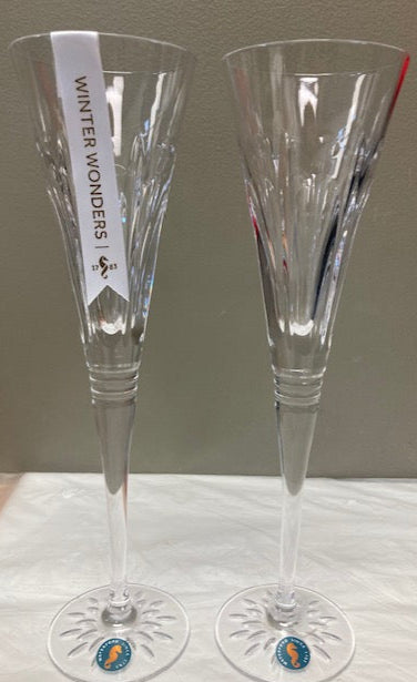 Waterford Crystal Winter Rose Flutes, pair