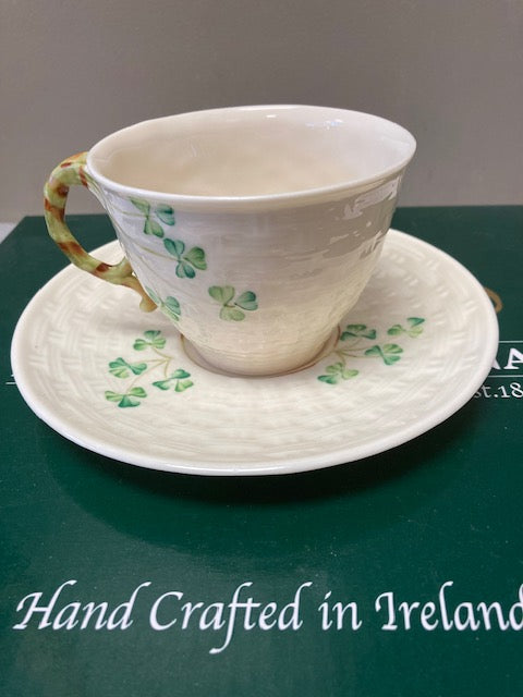 Belleek Pottery Tea Cup & Saucer