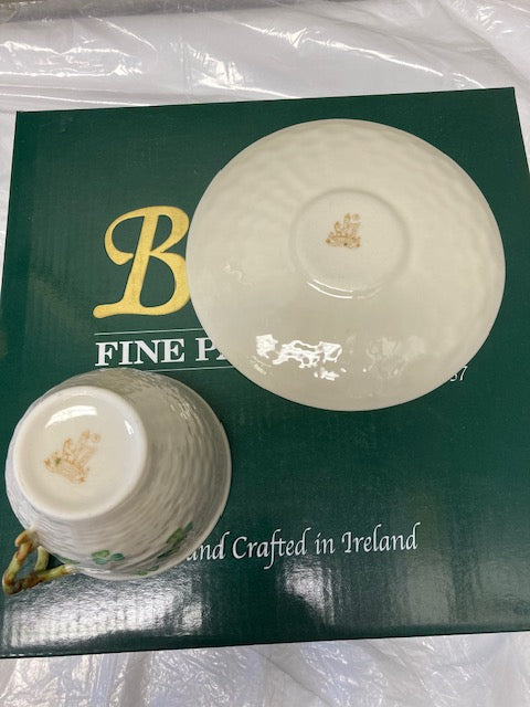 Belleek Pottery Tea Cup & Saucer