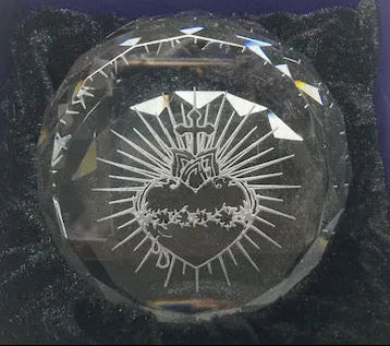 Prism Cut Sacred Heart Paperweight Round