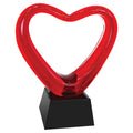 Open Red Heart Art Glass on Black Base