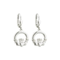 Solvar Sterling Silver Irish Claddagh Jewelry Heart Drop Earrings