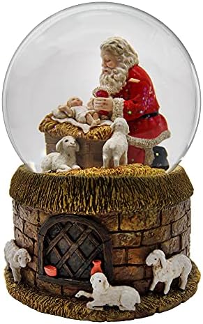 San Francisco Music Box Company Santa And Baby Jesus Musical Snowglobe
