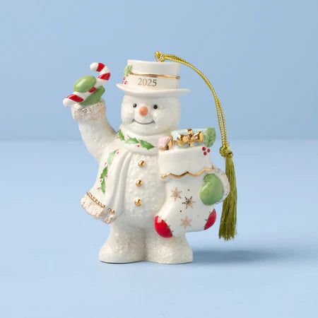 Lenox NEW 2025 Snowman With Stocking Ornament