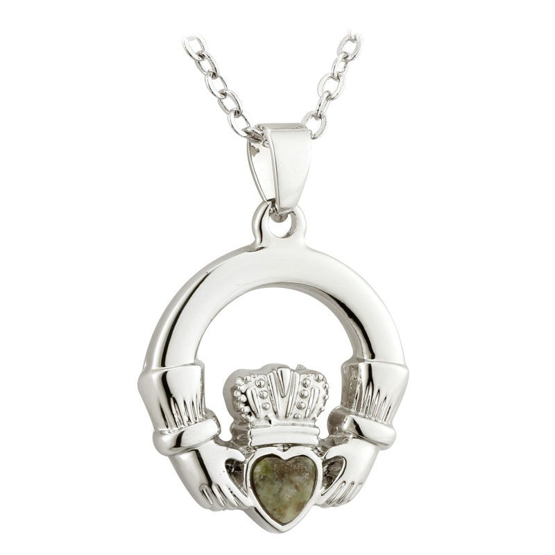 Solvar Rhodium Plated Connemara Heart Irish Claddagh Jewelry Necklace