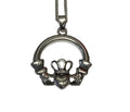 Solvar Rhodium Plated Irish Claddagh Necklace