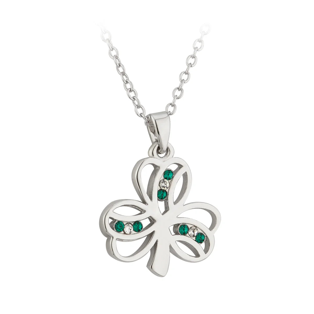 Solvar Rhodium Plated Lucky Shamrock Jewelry Necklace