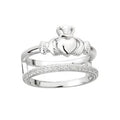 Solvar Sterling Silver Claddagh Ring Crystal Band In One
