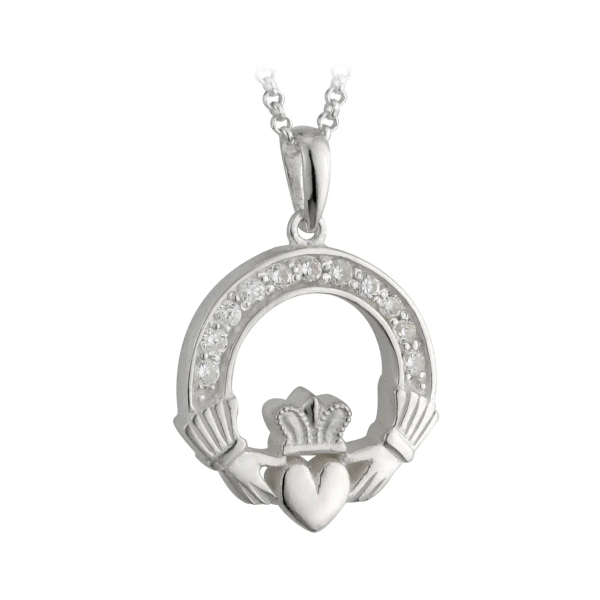 Solvar Sterling Silver Irish Claddagh Jewelry Necklace 