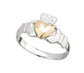 Solvar Sterling Silver Ladies Heart 10ct Claddagh Ring