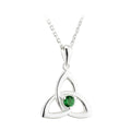 Solvar Sterling Silver Trinity Knot Green Agate Necklace 
