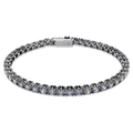 A ruthenium plated, gray Swarovski zirconia tennis bracelet with a matrix clasp.
