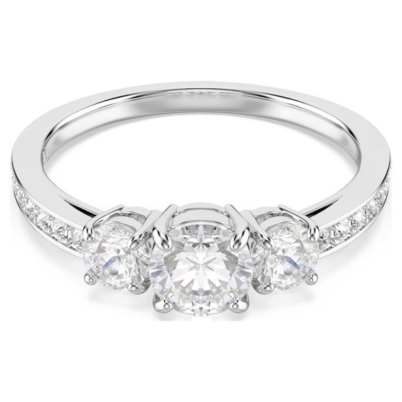 Swarovski 2025 NEW Stilla Attract ring Round cut, White, Silver-tone finish