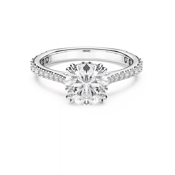 Swarovski 2025 NEW Stilla cocktail ring Round cut, Pavé, White, Rhodium plated