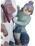 Lladro Snowman with Children and Dog - Retiring Soon