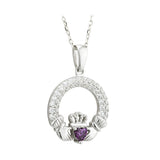 Solvar Irish Jewelry Sterling Silver Claddagh Birthstone Pendant