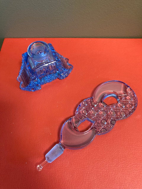 Czechoslovakia Vintage Blue Perfume Bottle