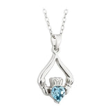 Solvar Claddagh Silver Birthstone Pendant March