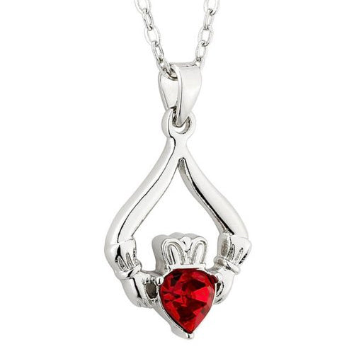 Solvar Irish Claddagh Jewelry Silver Birthstone Necklace