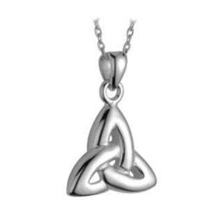 Solvar Sterling Silver Double Sided Puffed Trinity Knot Necklace