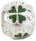 Solvar Sterling Silver Green  Clover Shamrock Jewelry Bead