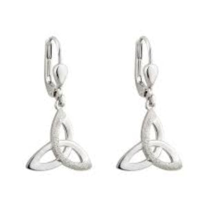 Solvar Sterling Silver Trinity Knot Drop Earrings