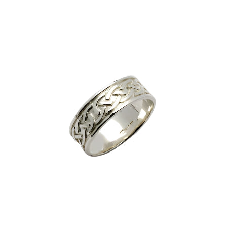 Fado 14ct White Gold Celtic Knot White Band
