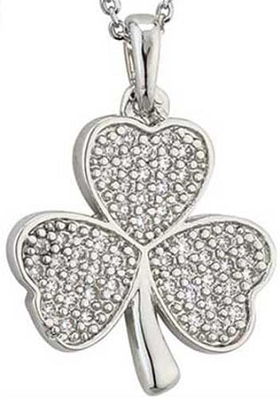 Solvar Sterling Silver Shamrock Pave Pendant