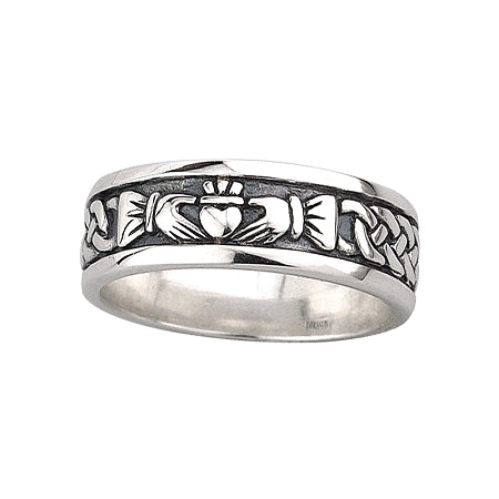 Solvar Sterling Silver Celtic Knot & Claddagh Band
