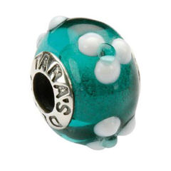 Tara's Diary Glass Green Flower Bead